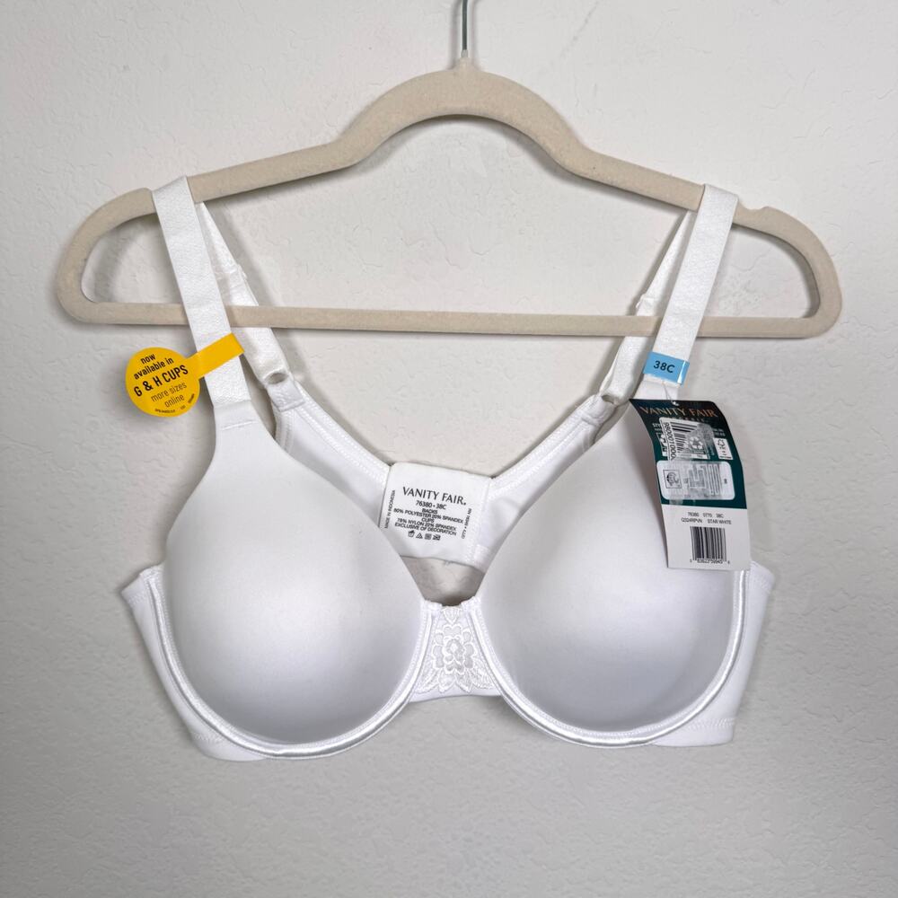 Vanity Fair Womens Beauty Back Underwire Bra Size 38C Neutral Star White